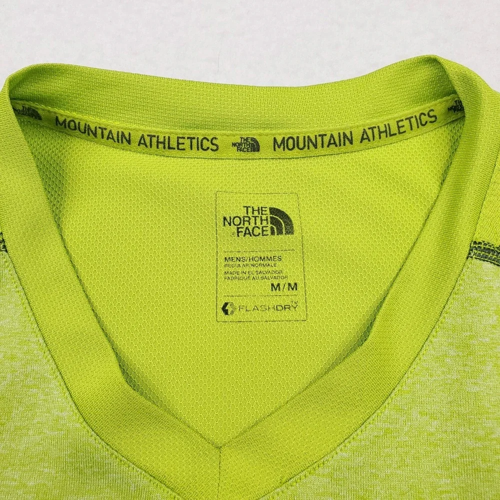 North Face Shirt Mens Medium Green Reactor Running V Neck Flashdry XD Training